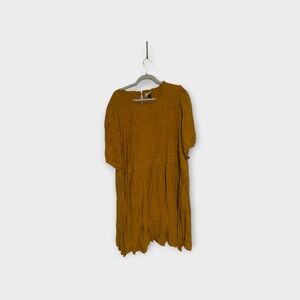 Universal Thread Mustard Yellow Textured Peasant Dress